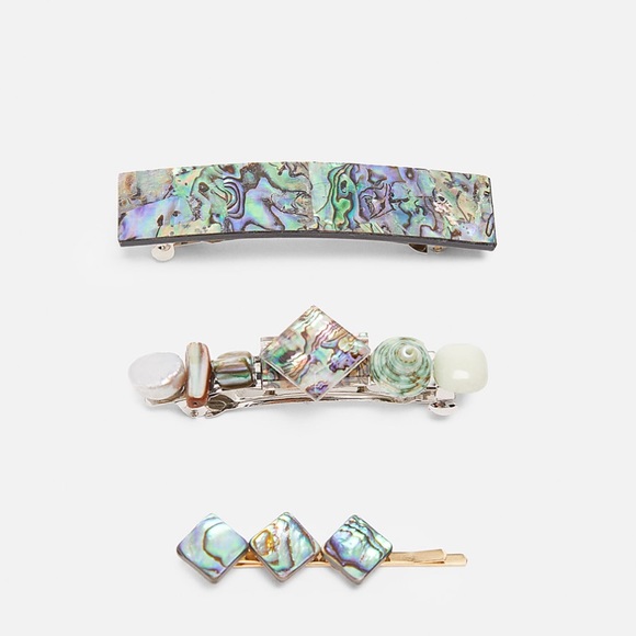 Zara Accessories - ZARA -Pack of abalone shell hair clips🐚